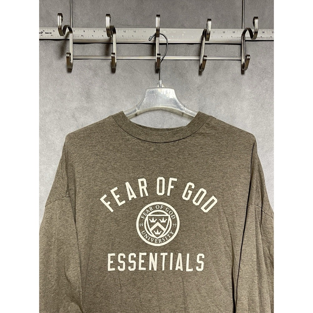 Fear of God Essentials Shirt Men L Beige L/S Oversized FOG Streetwear Heavy Tee